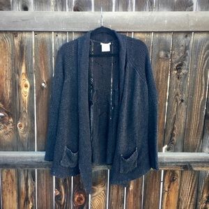 Gray Knitted Open Cardigan